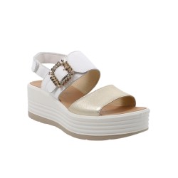 IGI&CO 1164522 Sandalo Donna Zeppa con Fascia Regolabile Bianco Platino 2