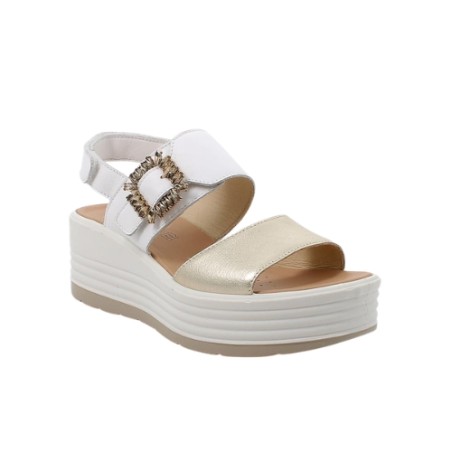 IGI&CO 1164522 Sandalo Donna Zeppa con Fascia Regolabile Bianco Platino