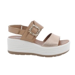 IGI&CO 1164511 Sandalo Donna Zeppa con Fascia Regolabile Champagne Bianco