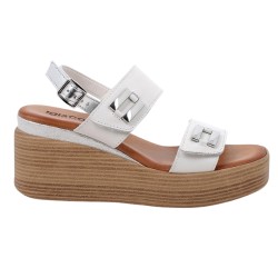 IGI&CO 1190622 Sandalo Donna Zeppa con Doppia Fascia Regolabile a Strappo Bianco Argento