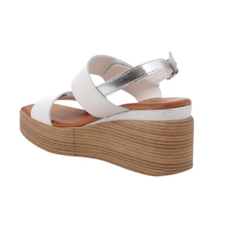 IGI&CO 1190622 Sandalo Donna Zeppa con Doppia Fascia Regolabile a Strappo Bianco Argento