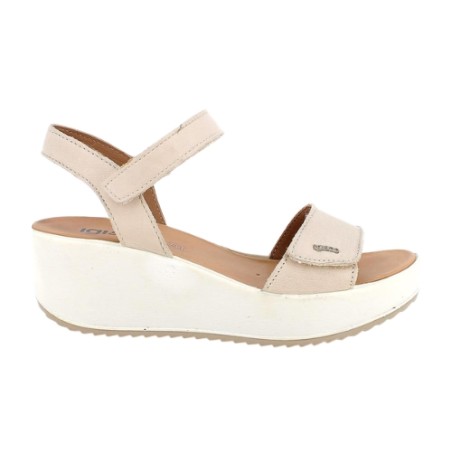 IGI&CO 1161622 Sandalo Donna Zeppa con Doppia Fascia Regolabile a Strappo Panna