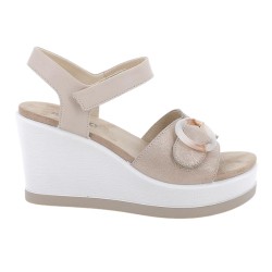 IGI&CO 1173022 Sandalo Donna Zeppa con Fascia Regolabile a Strappo Platino Panna