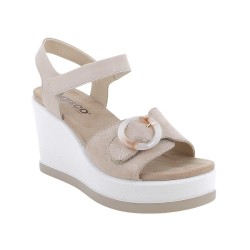 IGI&CO 1173022 Sandalo Donna Zeppa con Fascia Regolabile a Strappo Platino Panna 2