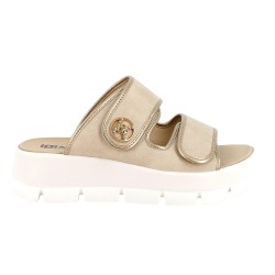 IGI&CO 1160100 Sandalo Ciabattone Donna Platform con Fasce Regolabili a Strappo Sabbia Platino