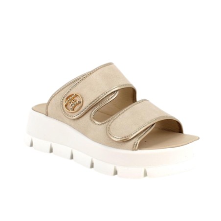 IGI&CO 1160100 Sandalo Ciabattone Donna Platform con Fasce Regolabili a Strappo Sabbia Platino