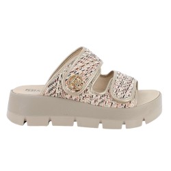IGI&CO 1160133 Sandalo Ciabattone Donna Platform con Fasce Regolabili a Strappo Sabbia Platino
