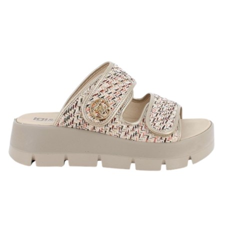 IGI&CO 1160133 Sandalo Ciabattone Donna Platform con Fasce Regolabili a Strappo Sabbia Platino
