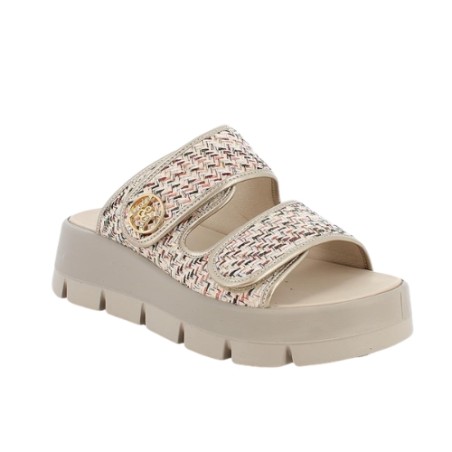 IGI&CO 1160133 Sandalo Ciabattone Donna Platform con Fasce Regolabili a Strappo Sabbia Platino
