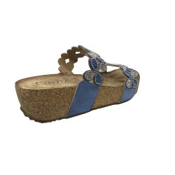Cinzia Soft CI1003 004 Sandalo Donna Doppia Fascia Con Accessorio Blue 2