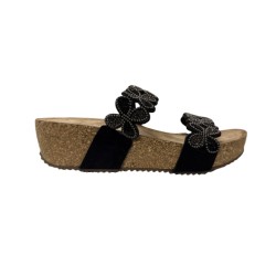 Cinzia Soft CI1003 002 Sandalo Donna Doppia Fascia Con Accessorio Nero