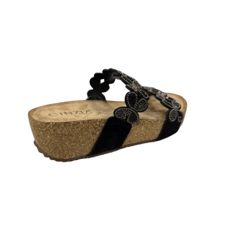 Cinzia Soft CI1003 002 Sandalo Donna Doppia Fascia Con Accessorio Nero