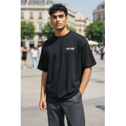 4US Pacciotti 1135 T Shirt Uomo Girocollo con Logo Embossed Fluorescente Nero 2
