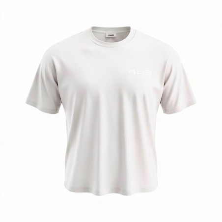 4US Pacciotti 1135 T Shirt Uomo Girocollo con Logo Embossed Fluorescente Bianco