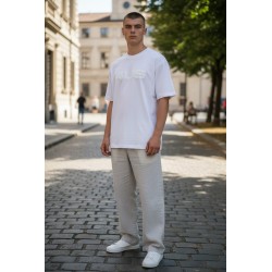 4US Pacciotti 1166 T Shirt Uomo Girocollo Embossed Bianco 2