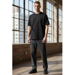 4US Pacciotti 1166 T Shirt Uomo Girocollo Embossed Nero 2
