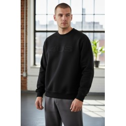 4US Pacciotti 5582 Felpa Uomo Girocollo Embossed Nero 2