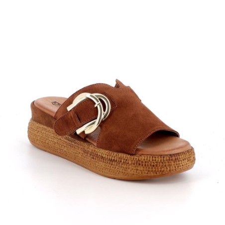 IGI&CO 1187411 Sandalo Donna Zeppa Ciabattone Scamosciato Cognac