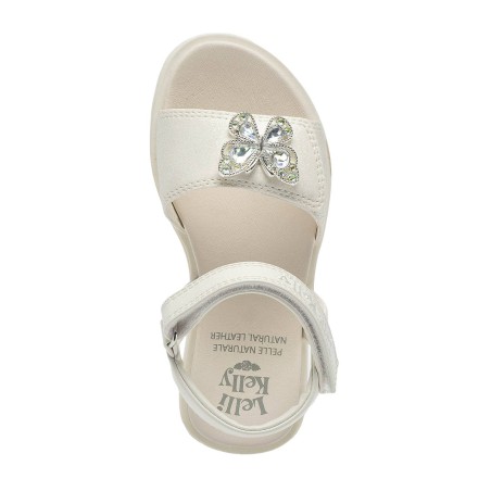 Lelli Kelly LKCD5510 NATHALIE Sandali Bambina Con Fascia a Strappo con Accessorio Farfalla Bianco