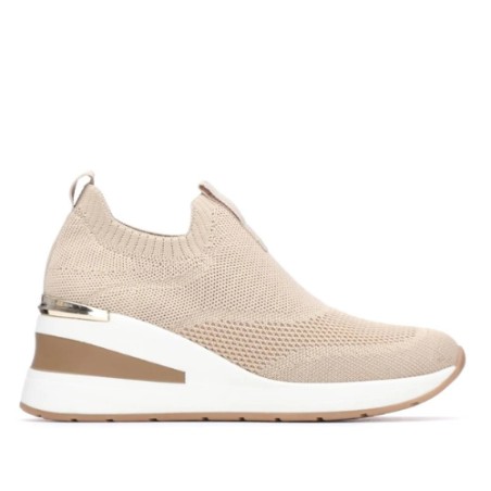XTI 145100 Sneakers Donna in Tessuto Elasticizzato Con Zeppa Beige