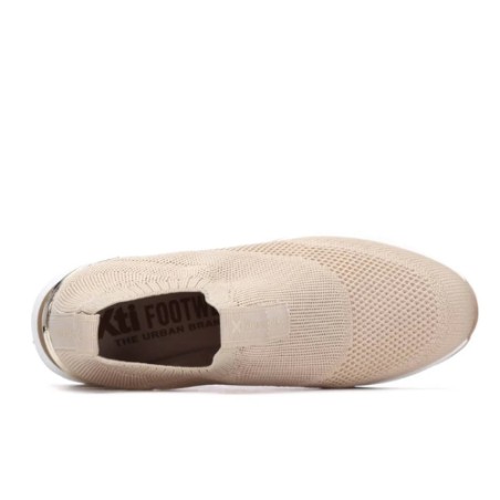 XTI 145100 Sneakers Donna in Tessuto Elasticizzato Con Zeppa Beige