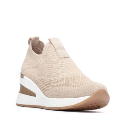 XTI 145100 Sneakers Donna in Tessuto Elasticizzato Con Zeppa Beige