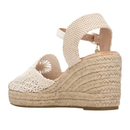 XTI 145417 Sandalo Donna Zeppa con Dettaglio a Intreccio Beige