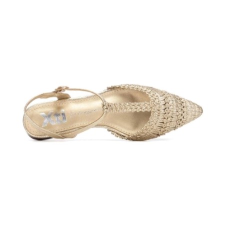 XTI 145136 Sabot Donna con Cinturino Alla Caviglia e Dettagli a Intreccio Oro