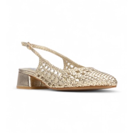 XTI 145430 Scarpe Flat Sling Back Donna Con Dettagli a Intreccio Oro