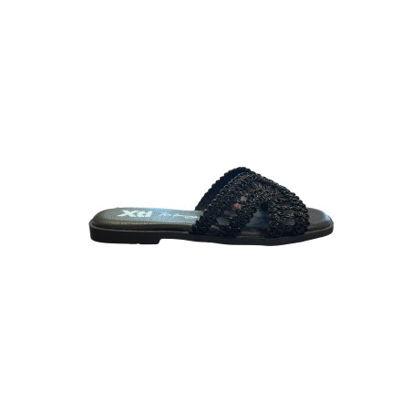 XTI 145373 Sandalo Ciabatta Donna a Fascia con Intreccio Nero
