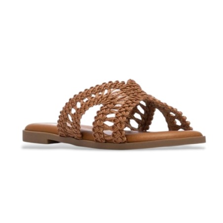 XTI 145373 Sandalo Ciabatta Donna a Fascia con Intreccio Camel