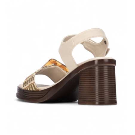 Refresh 175027 Sandali Donna con Tacco Medio e con Cinturino Beige
