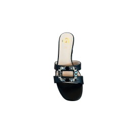 Gold & Gold GY456 Sandalo Donna Tacco Basso con Accessorio Nero 2