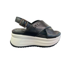 Paciotti 4US BN199 Sandalo Donna Platform con Fascia a Incrocio Nero