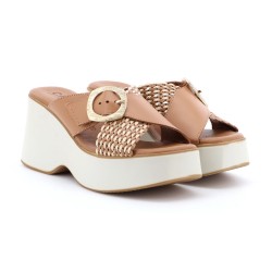 Cinzia Soft TS31436 001 Sandalo Ciabatta Donna Con Fascia Incrocio Regolabile Cuoio