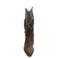 Cri Chic 3602-2 Scarpe Donna Stivale Camperos con Frange Tacco Alto Traforato Camel 2