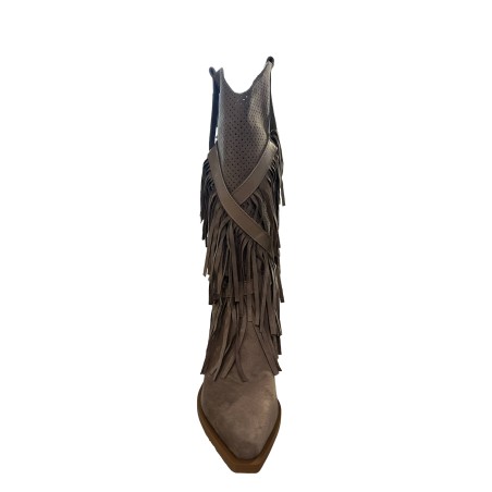 Cri Chic 3602-2 Scarpe Donna Stivale Camperos con Frange Tacco Alto Traforato Camel