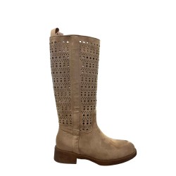 Cri Chic 3606-1 Scarpe Donna Stivale Traforato con Zip Laterale Tortora