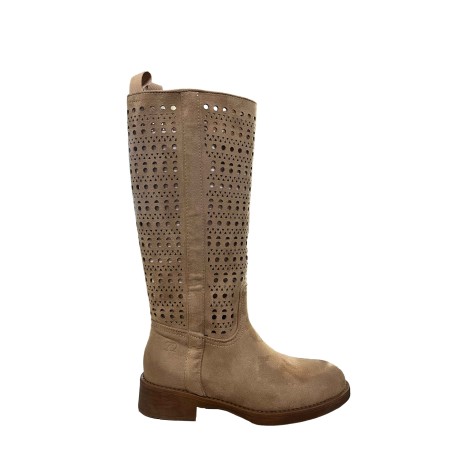 Cri Chic 3606-1 Scarpe Donna Stivale Traforato con Zip Laterale Tortora