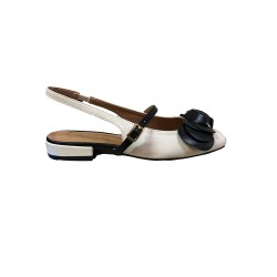 Cri Chic 3614 3 Sling Back Ballerine  Donna con Tacco Basso Beige Nero