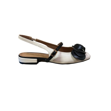 Cri Chic 3614 3 Sling Back Ballerine  Donna con Tacco Basso Beige Nero