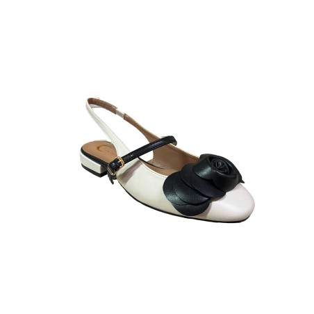 Cri Chic 3614 3 Sling Back Ballerine  Donna con Tacco Basso Beige Nero
