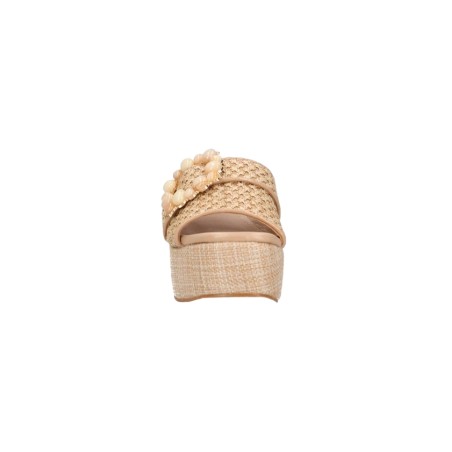 Gold & Gold GK216 Sandalo Ciabattone Platform Donna con Charme sulla Fascia Nude