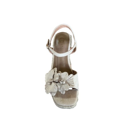 Cri Chic 3644 2 Scarpe Sandalo Zeppa Donna con Cinturino alla Caviglia Beige