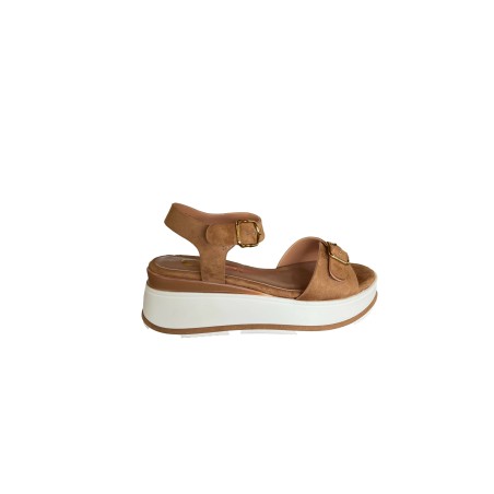 Cri Chic 3643 1 Scarpe Sandalo Donna con Cinturino Zeppa Media Cuoio
