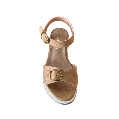 Cri Chic 3643 1 Scarpe Sandalo Donna con Cinturino Zeppa Media Cuoio