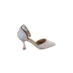 Cri Chic 3624 4 RAM Decolletè Scarpe Donna con Cinturino Tacco Medio Lurex Nude