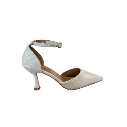 Cri Chic 3624 4 RAM Decolletè Scarpe Donna con Cinturino Tacco Medio Lurex Argento