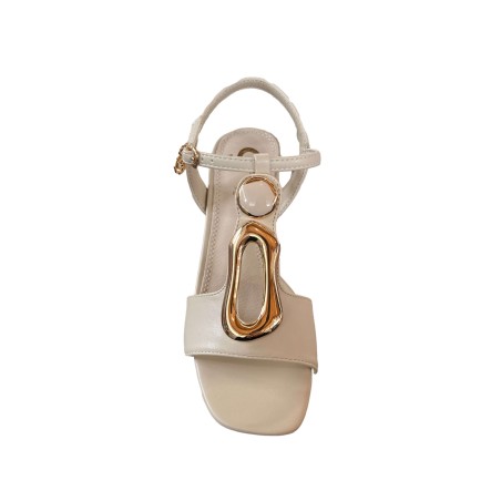 Gold & Gold FG09 Sandalo Donna Tacco Basso con Accessorio e Cinturino alla caviglia Ice