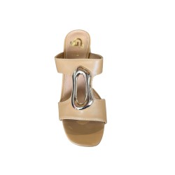 Gold & Gold FG10 Sandalo Donna Tacco Basso con Accessorio Camel 2